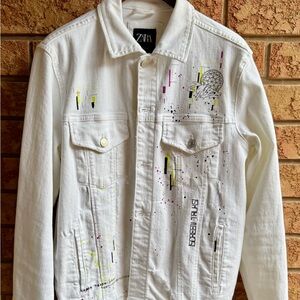 Zara White Jacket with Graphic Details